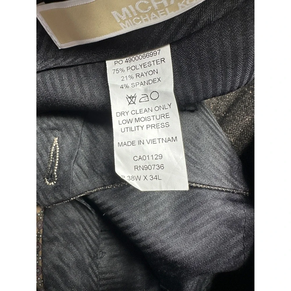 Michael Kors Suit Men 38W 44R Brown Elbow Patches Herringbone
